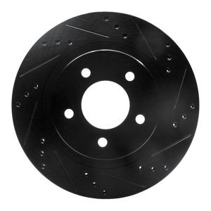 Chrysler Concorde Brake Rotor (1) - Front Right - R1 Concepts - Drilled & Slotted - Black - `98-`04